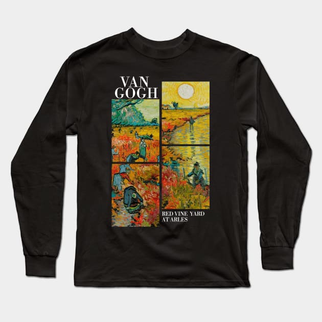 Van Gogh - Red Vine Yard in Arles Long Sleeve T-Shirt by Vincent Van Gogh T-Shirts